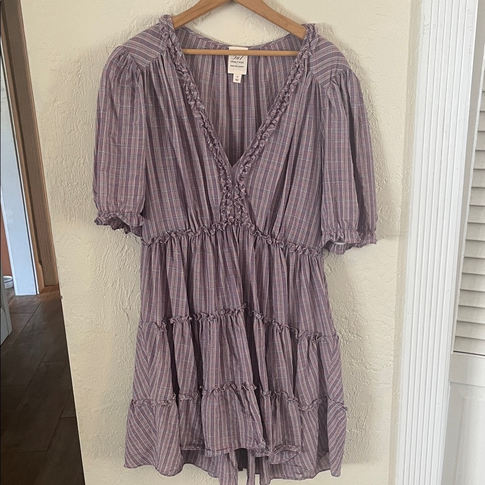 cinq a sept Lavender and Pink Striped Ruffle Mini Dress - Picture 4 of 11